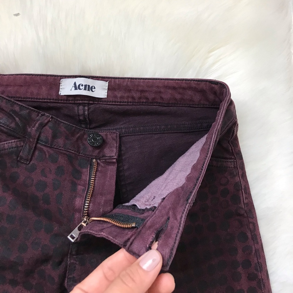 Acne Kick Print Wine Skinny Jeans size 6 - Picture 3 of 6